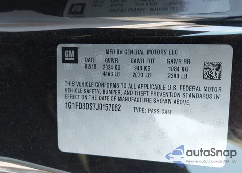 2018 Chevrolet Camaro 2Lt from USA, damaged, VIN 1G1FD3DS7J0157062